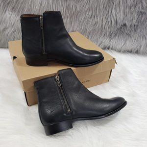 NEW RARE Frye Carly **Double-Zip** Black Leather Booties, 8.5